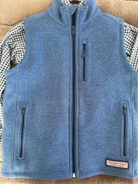 Vineyard Vines Boys Blue Zip-Up Fleece Vest